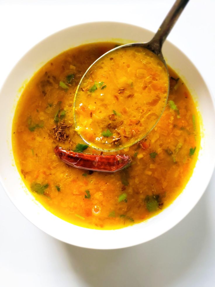 Dal Tadka – Indian lentil curry with chili and cumin